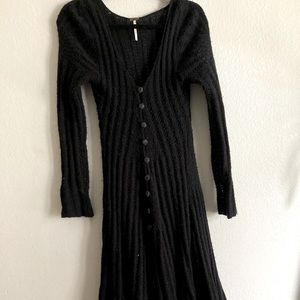 Free people long black witchy sweater